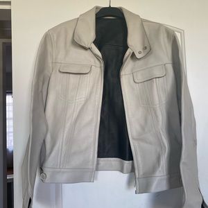 Authentic Made in Italy Calvin Klein off White leather jacket
